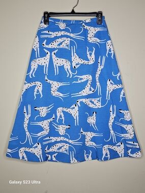 Blue Dalmatian Print A-Line Skirt